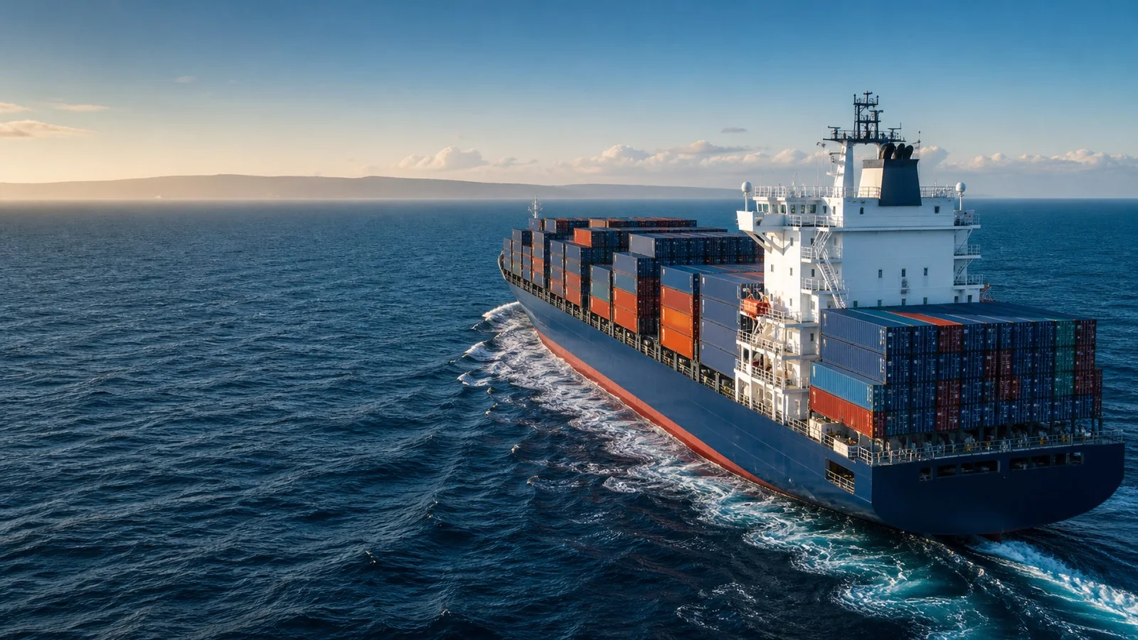 Container vessel underway at sea