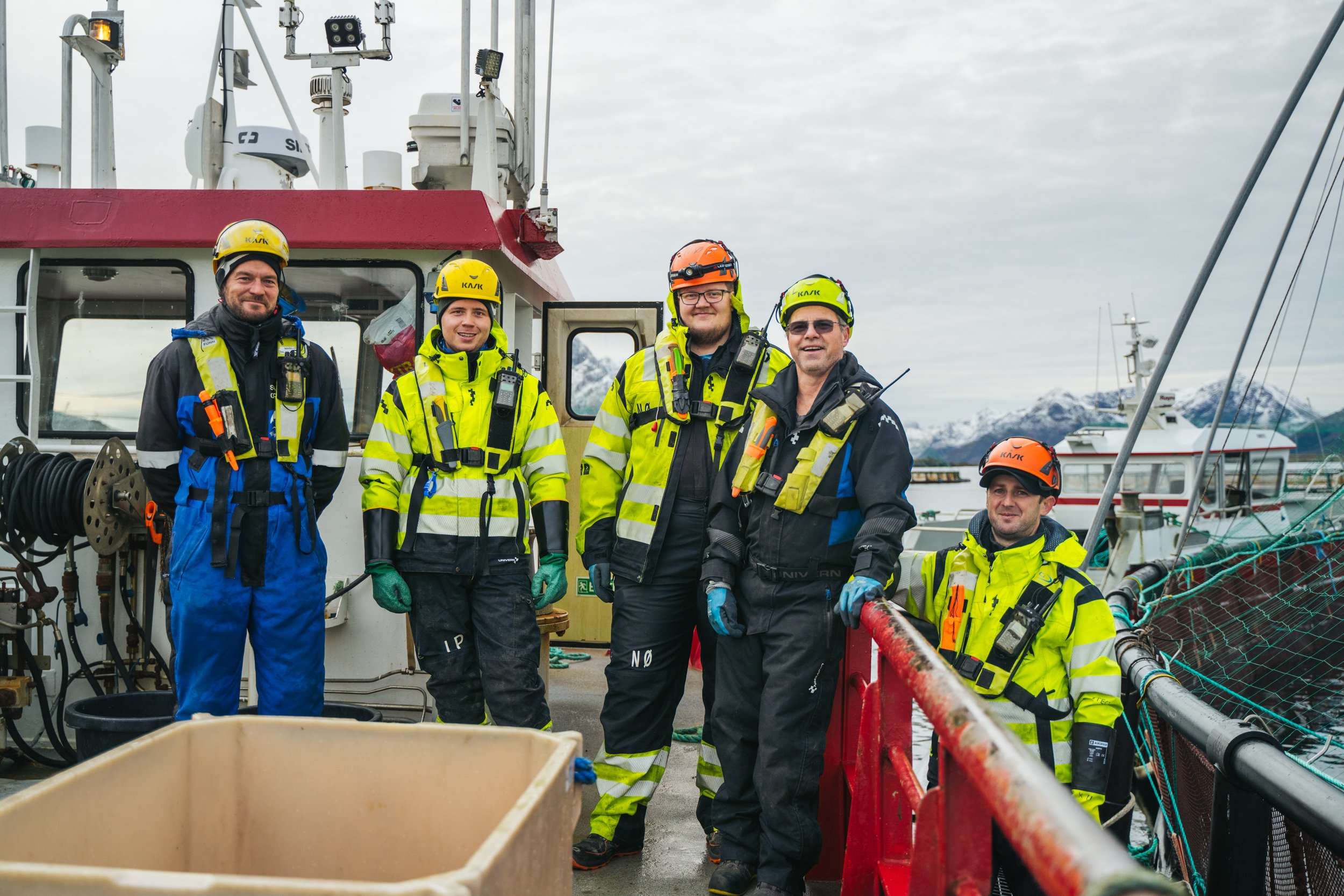 Norwegian fishing crew onboard a working vessel